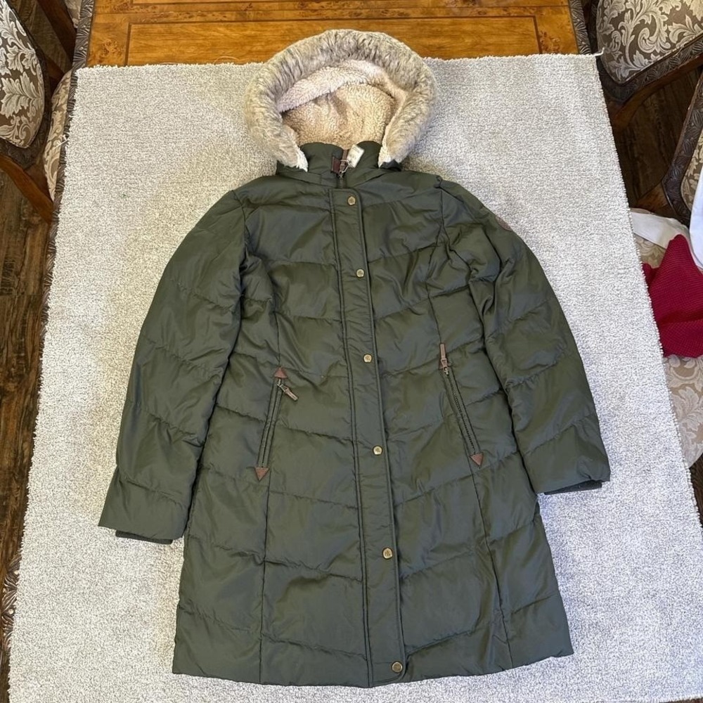 Lauren Ralph Lauren Quilted Down Olive Faux Fur Jacket M